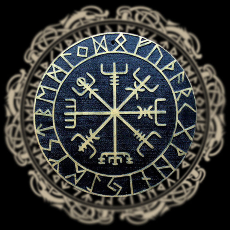 Рунический компас (Вегвизир) Ancient-scandinavian-ornament-shield-viking-scandinavian-runes-isolated-black-vector-illustration-93015772-768x768